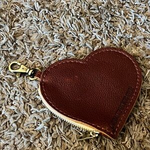 Heart-Shaped Nutmeg Leather Coin Purse